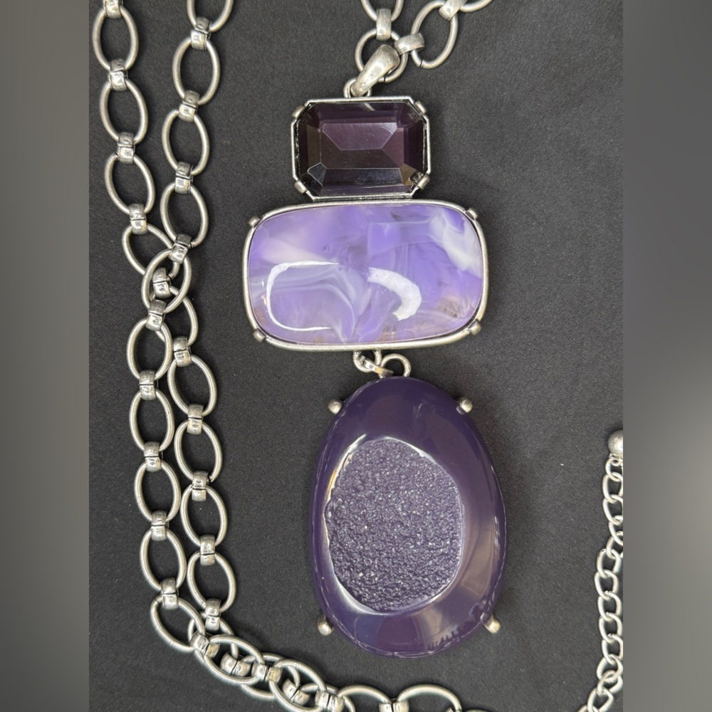 Chico’s Purple Stone and Silver Necklace - Picture 8 of 8